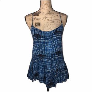 Free People blue tie dye peplum tank top size XS